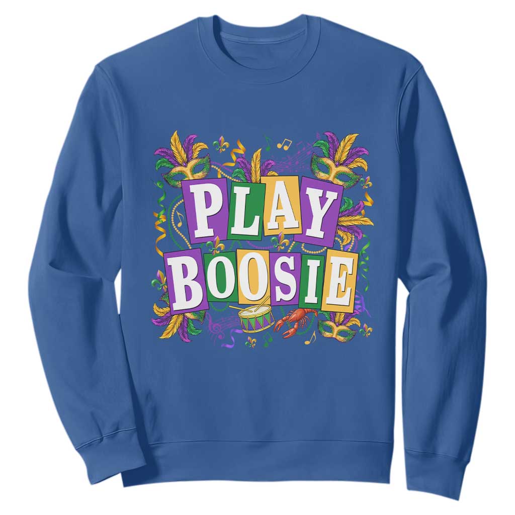 Funny Play Boosie Mardi Gras Sweatshirt Fat Tuesday Carnival Fleur De Lis Music TS11 Royal Blue Print Your Wear