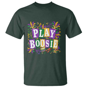 Funny Play Boosie Mardi Gras T Shirt Fat Tuesday Carnival Fleur De Lis Music TS11 Dark Forest Green Print Your Wear