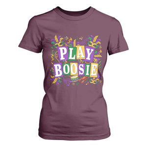 Funny Play Boosie Mardi Gras T Shirt For Women Fat Tuesday Carnival Fleur De Lis Music TS11 Maroon Print Your Wear