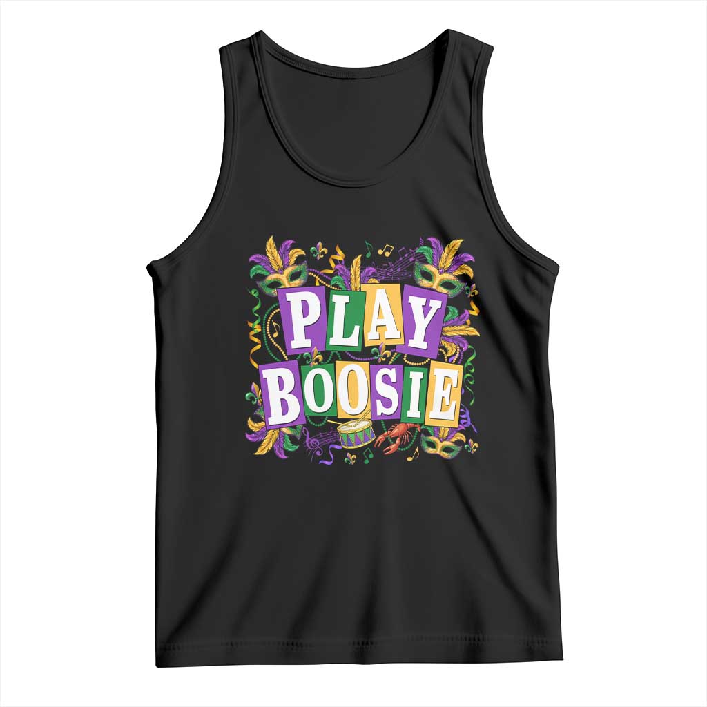 Funny Play Boosie Mardi Gras Tank Top Fat Tuesday Carnival Fleur De Lis Music TS11 Black Print Your Wear