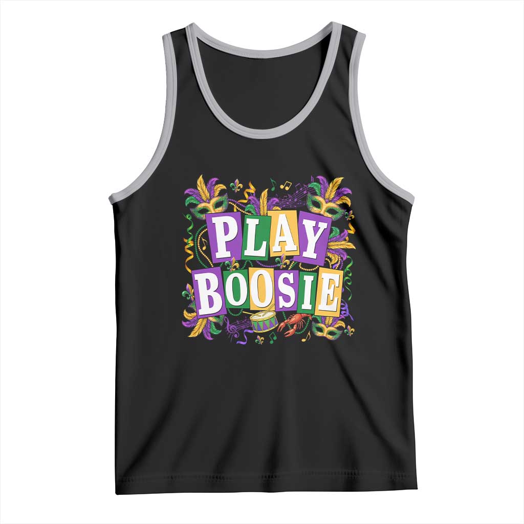 Funny Play Boosie Mardi Gras Tank Top Fat Tuesday Carnival Fleur De Lis Music TS11 Black Athletic Heather Print Your Wear