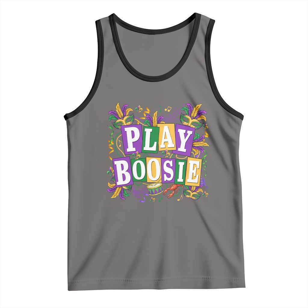 Funny Play Boosie Mardi Gras Tank Top Fat Tuesday Carnival Fleur De Lis Music TS11 Deep Heather Black Print Your Wear