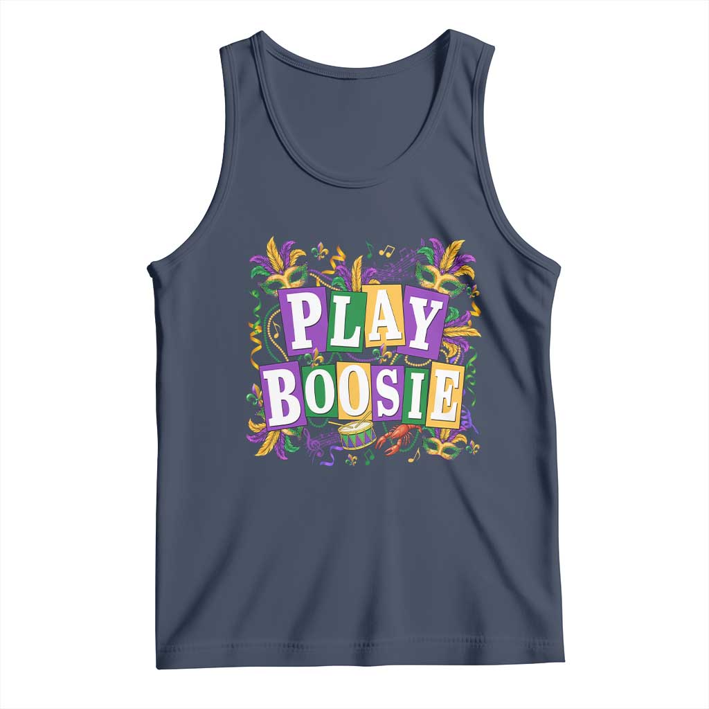 Funny Play Boosie Mardi Gras Tank Top Fat Tuesday Carnival Fleur De Lis Music TS11 Navy Print Your Wear