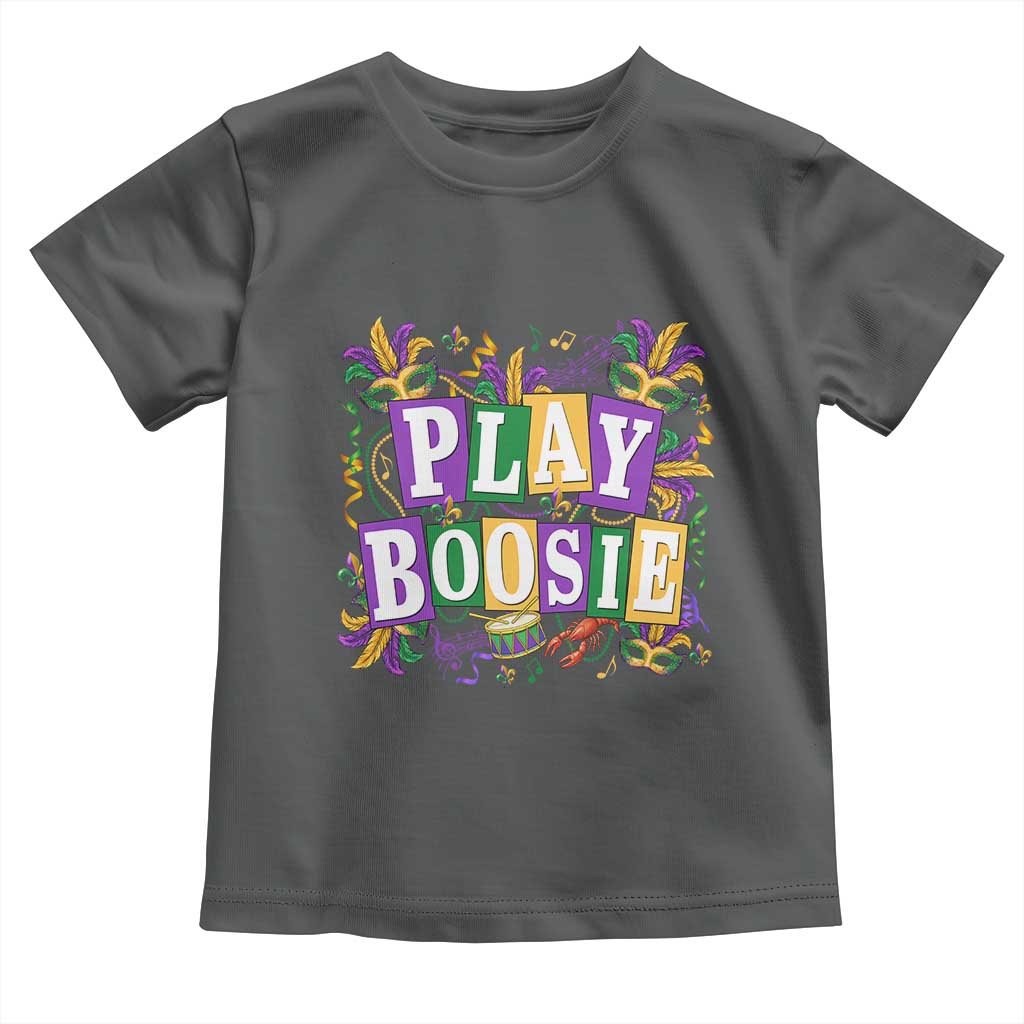 Funny Play Boosie Mardi Gras Toddler T Shirt Fat Tuesday Carnival Fleur De Lis Music TS11 Dark Heather Print Your Wear