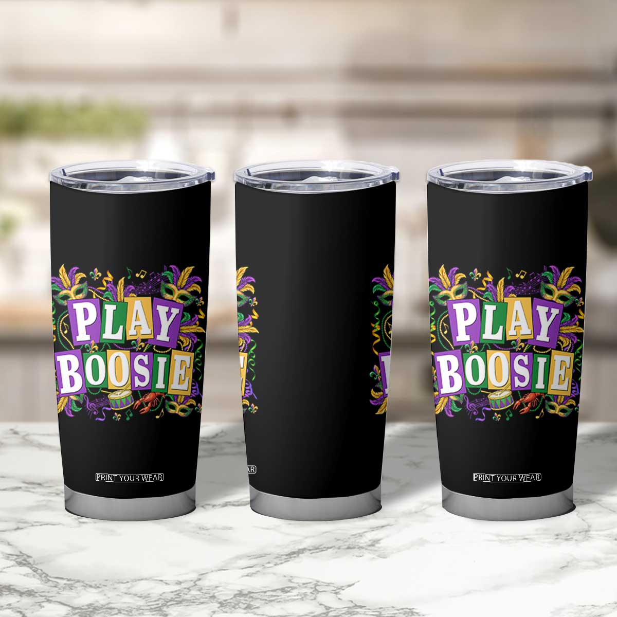 Funny Play Boosie Mardi Gras Tumbler Cup Fat Tuesday Carnival Fleur De Lis Music TS11 Print Your Wear
