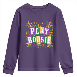 Funny Play Boosie Mardi Gras Youth Sweatshirt Fat Tuesday Carnival Fleur De Lis Music TS11 Purple Print Your Wear