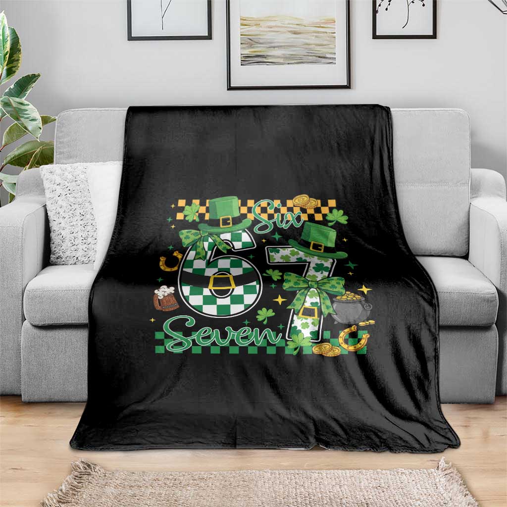 67 St Patricks Day Throw Blanket Funny Six Seven Meme Lucky Shamrock TS11 Print Your Wear