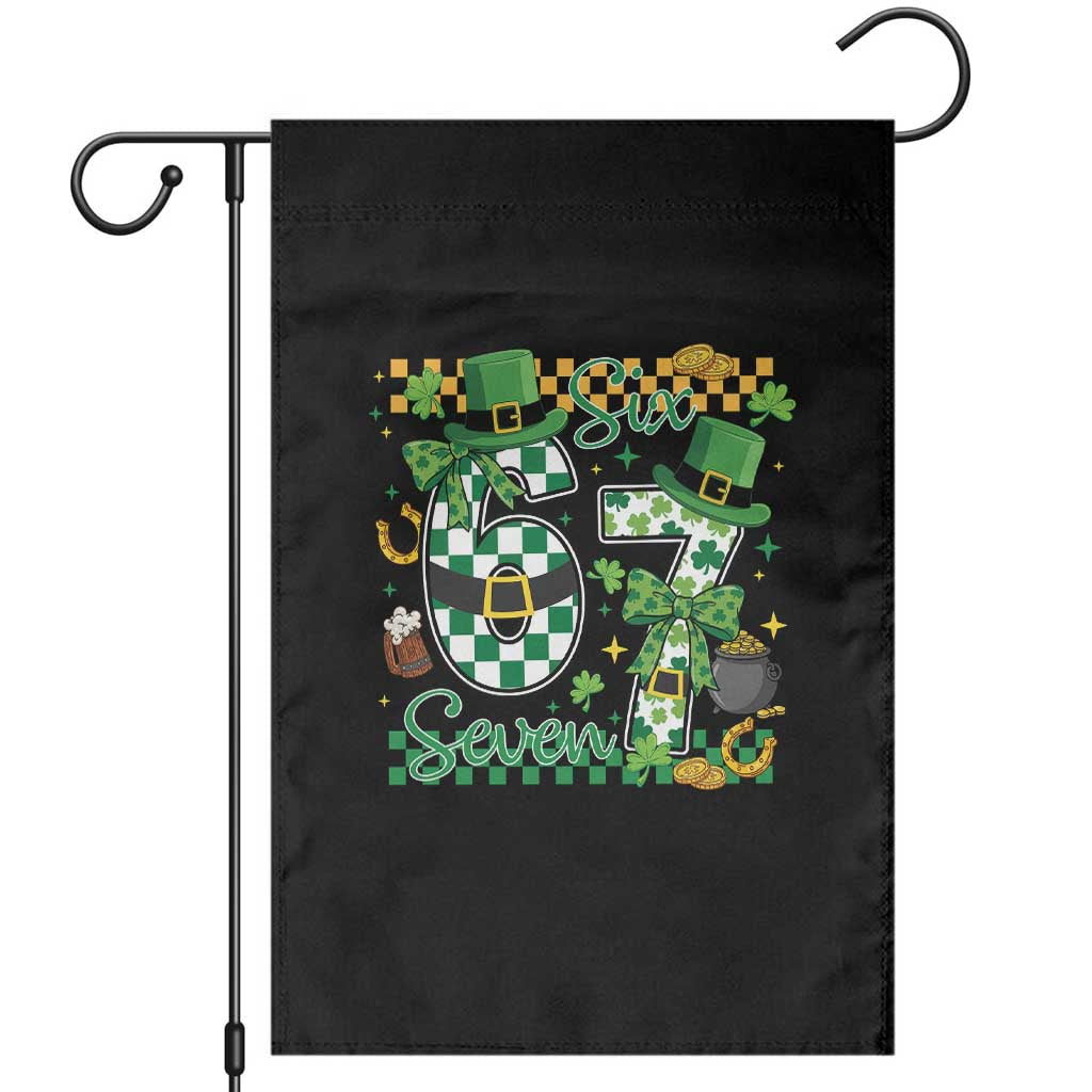 67 St Patricks Day Garden Flag Funny Six Seven Meme Lucky Shamrock TS11 Black Print Your Wear