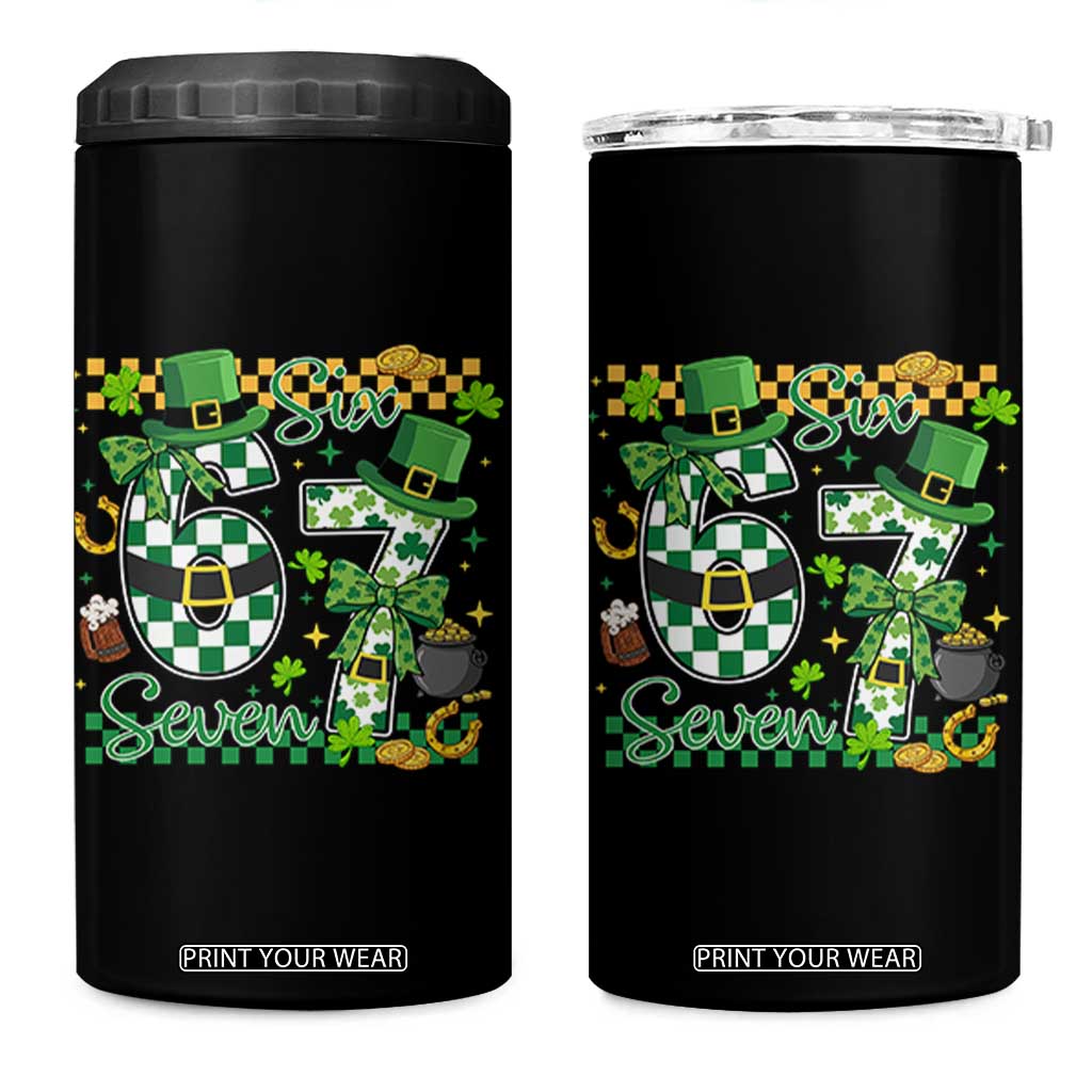 67 St Patricks Day 4 in 1 Can Cooler Tumbler Funny Six Seven Meme Lucky Shamrock TS11 One Size: 16 oz Black Print Your Wear