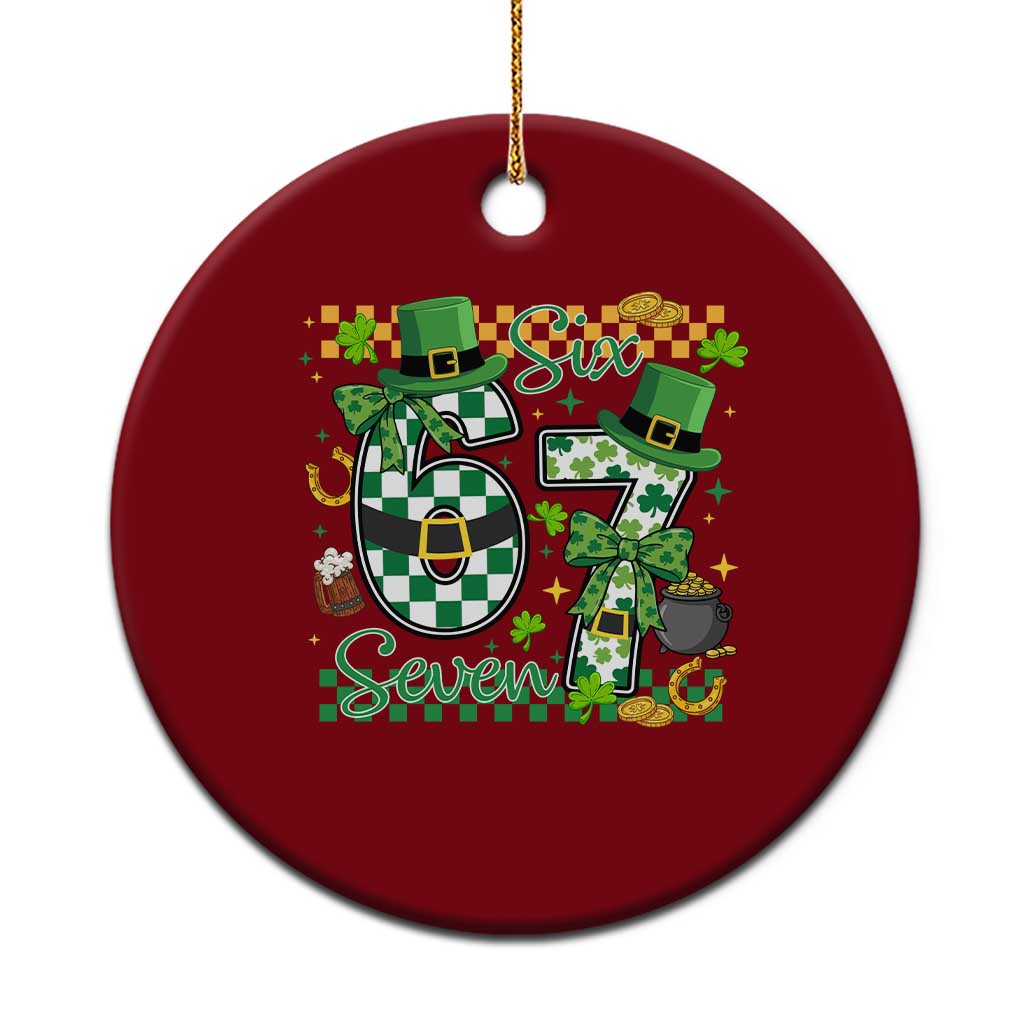 67 St Patricks Day Ceramic Ornament Funny Six Seven Meme Lucky Shamrock TS11 1pc Red Print Your Wear
