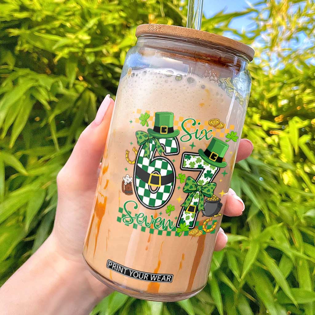 67 St Patricks Day Glass Can Funny Six Seven Meme Lucky Shamrock TS11 Black Print Your Wear