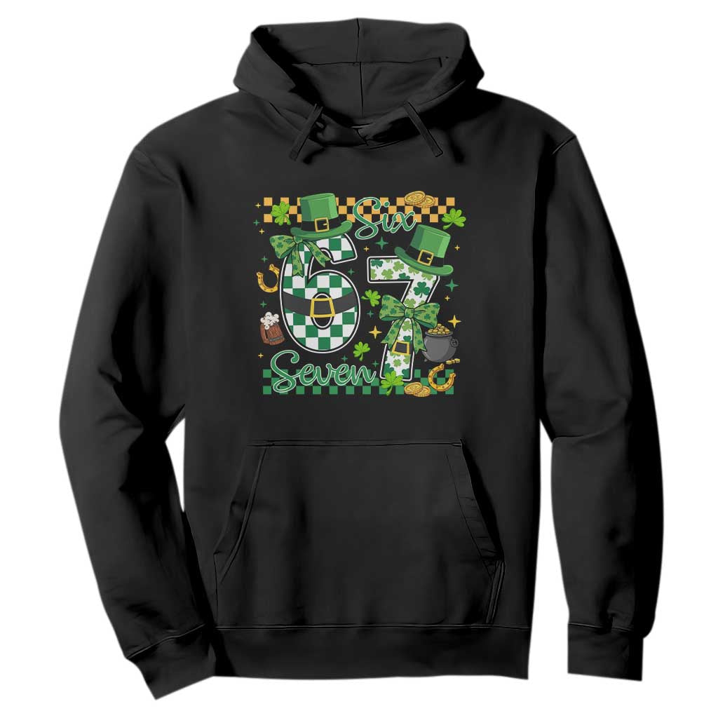 67 St Patricks Day Hoodie Funny Six Seven Meme Lucky Shamrock TS11 Black Print Your Wear