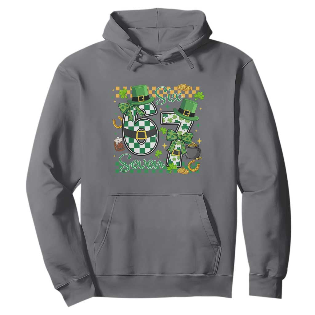 67 St Patricks Day Hoodie Funny Six Seven Meme Lucky Shamrock TS11 Charcoal Print Your Wear