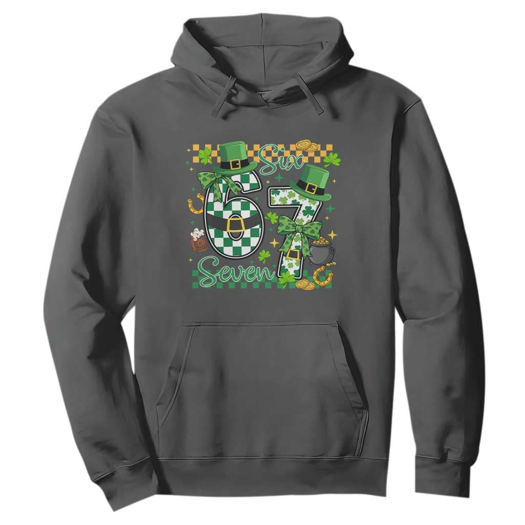 67 St Patricks Day Hoodie Funny Six Seven Meme Lucky Shamrock TS11 Dark Heather Print Your Wear