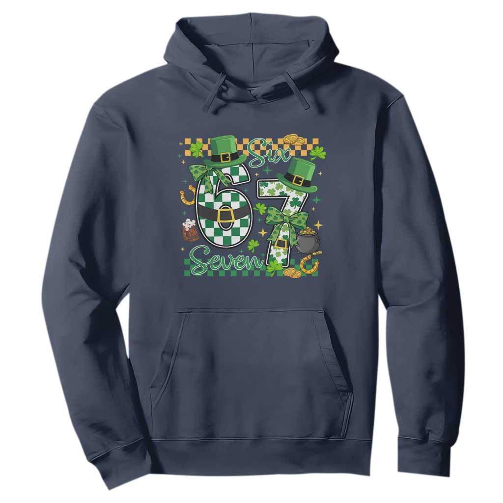 67 St Patricks Day Hoodie Funny Six Seven Meme Lucky Shamrock TS11 Navy Print Your Wear