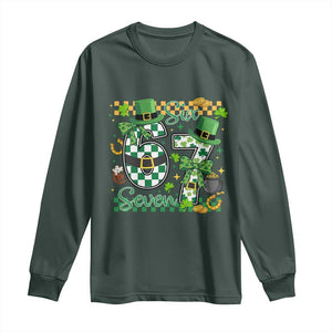67 St Patricks Day Long Sleeve Shirt Funny Six Seven Meme Lucky Shamrock TS11 Dark Forest Green Print Your Wear