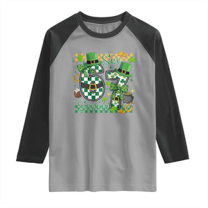 67 St Patricks Day Raglan Shirt Funny Six Seven Meme Lucky Shamrock TS11 Sport Gray Black Print Your Wear