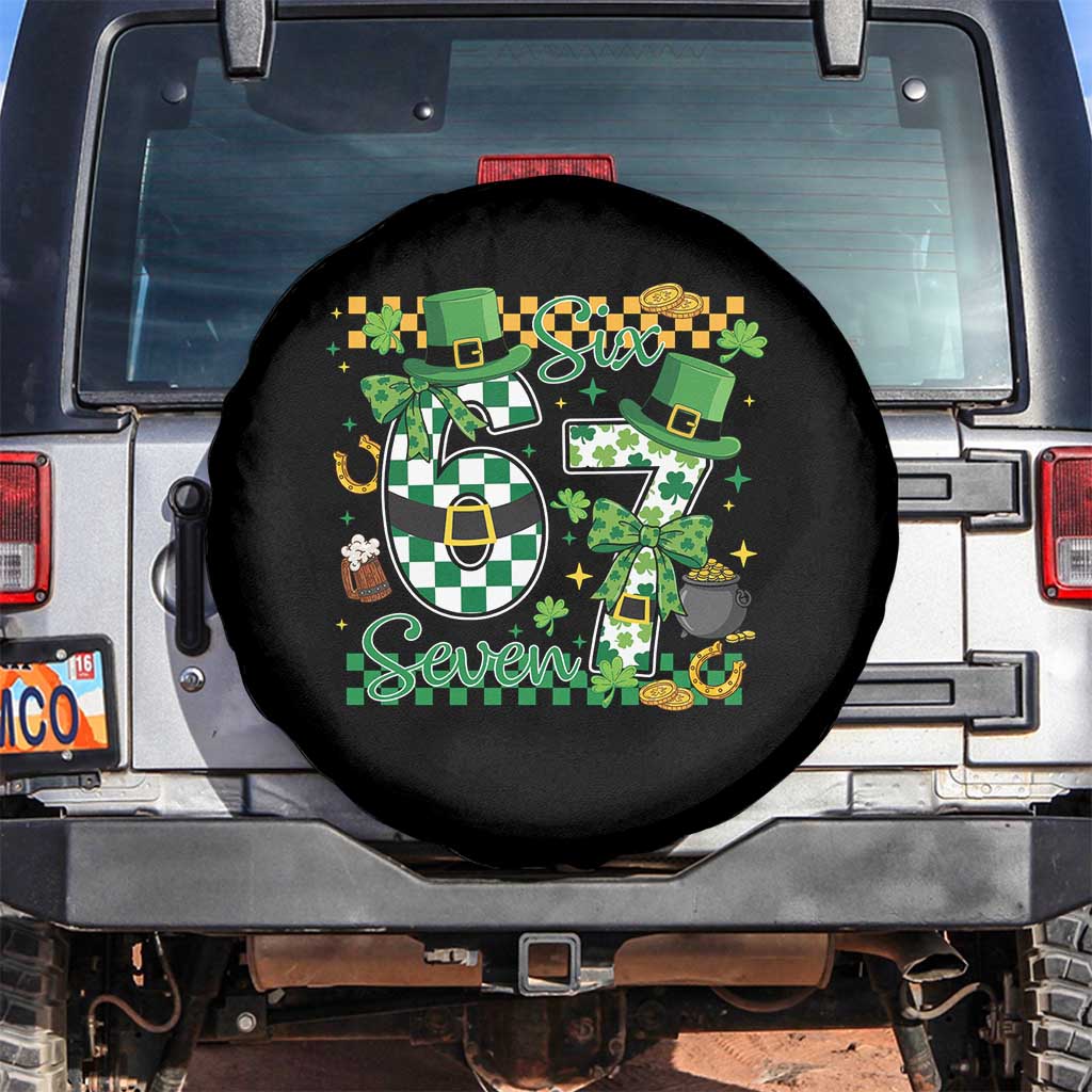 67 St Patricks Day Spare Tire Cover Funny Six Seven Meme Lucky Shamrock TS11 No hole Black Print Your Wear
