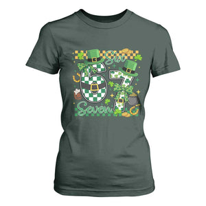 67 St Patricks Day T Shirt For Women Funny Six Seven Meme Lucky Shamrock TS11 Dark Forest Green Print Your Wear