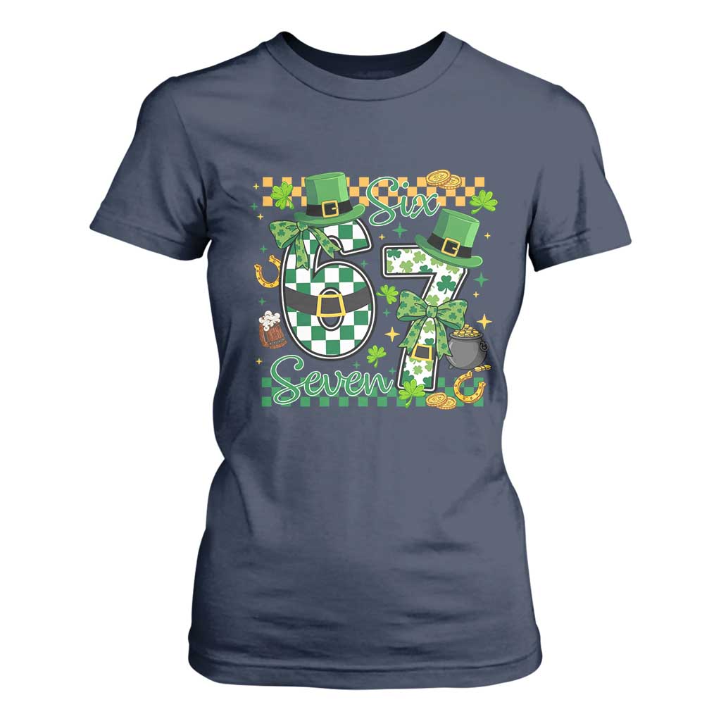 67 St Patricks Day T Shirt For Women Funny Six Seven Meme Lucky Shamrock TS11 Navy Print Your Wear