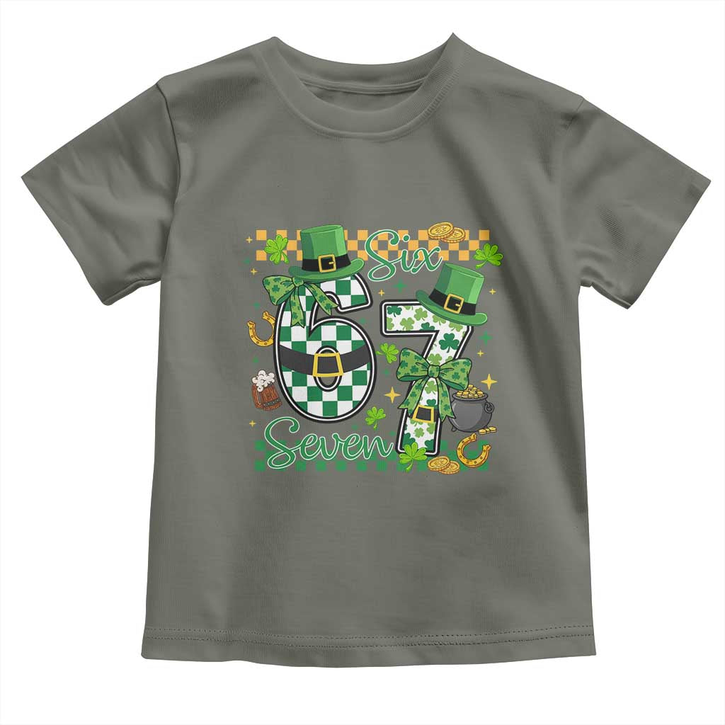 67 St Patricks Day Toddler T Shirt Funny Six Seven Meme Lucky Shamrock TS11 Military Green Print Your Wear
