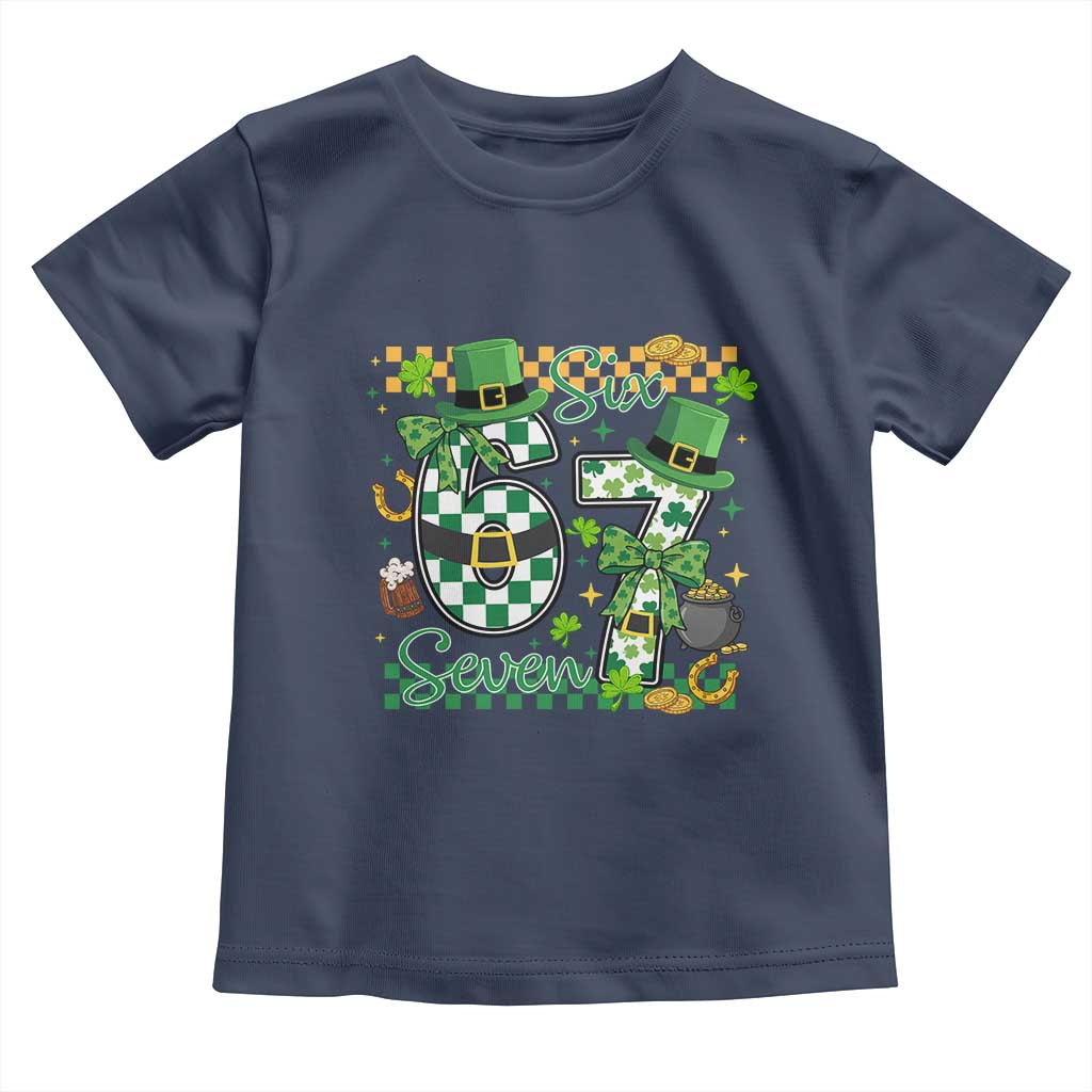 67 St Patricks Day Toddler T Shirt Funny Six Seven Meme Lucky Shamrock TS11 Navy Print Your Wear