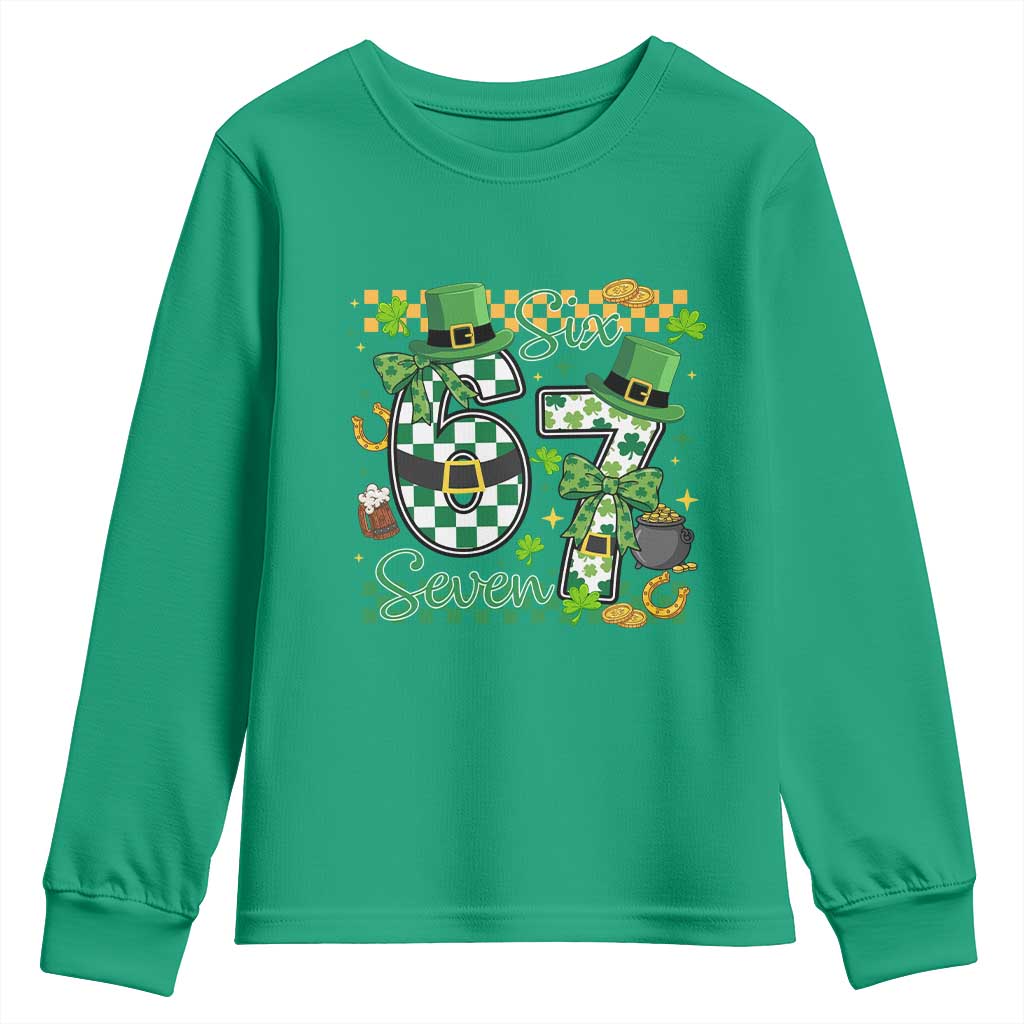 67 St Patricks Day Youth Sweatshirt Funny Six Seven Meme Lucky Shamrock TS11 Irish Green Print Your Wear