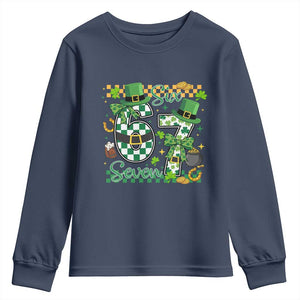 67 St Patricks Day Youth Sweatshirt Funny Six Seven Meme Lucky Shamrock TS11 Navy Print Your Wear