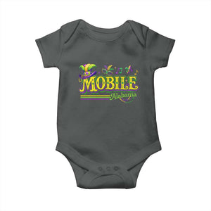 Mardi Gras Mobile Alabama AL Carnival Beads Baby Onesie TS11 Dark Heather Print Your Wear