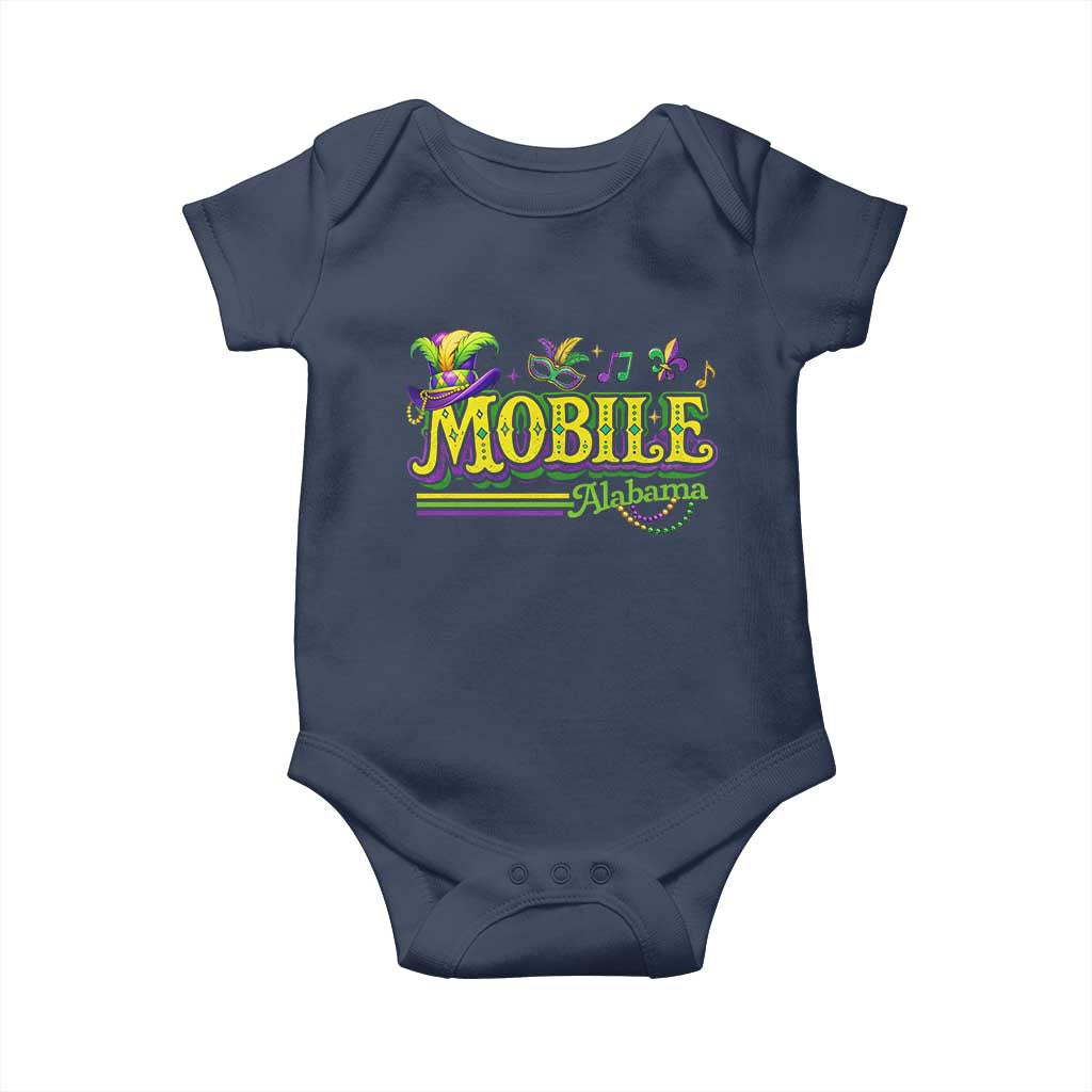 Mardi Gras Mobile Alabama AL Carnival Beads Baby Onesie TS11 Navy Print Your Wear