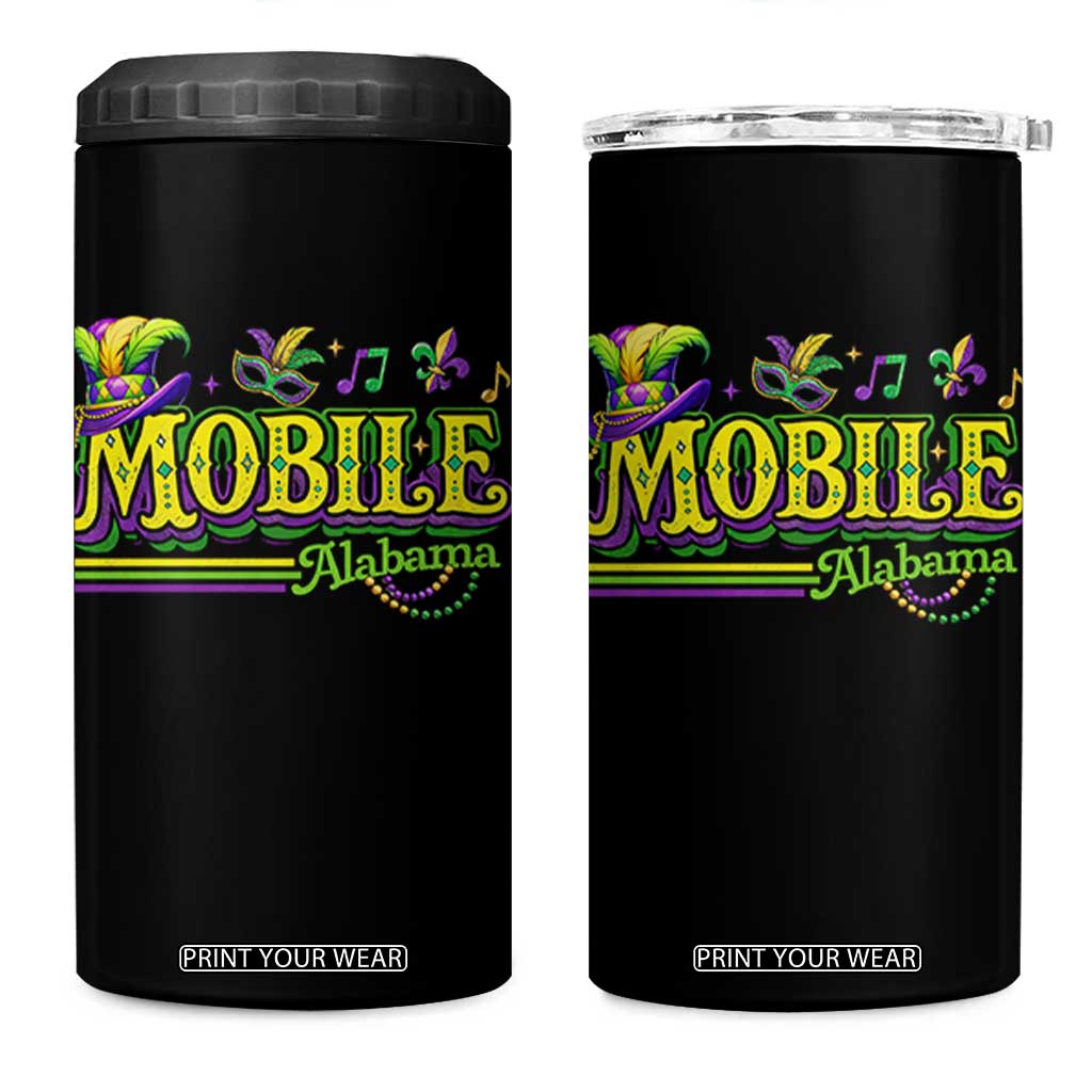 Mardi Gras Mobile Alabama AL Carnival Beads 4 in 1 Can Cooler Tumbler TS11 One Size: 16 oz Black Print Your Wear