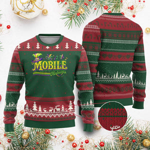 Mardi Gras Mobile Alabama AL Carnival Beads Ugly Christmas Sweater TS11 Red Green Print Your Wear