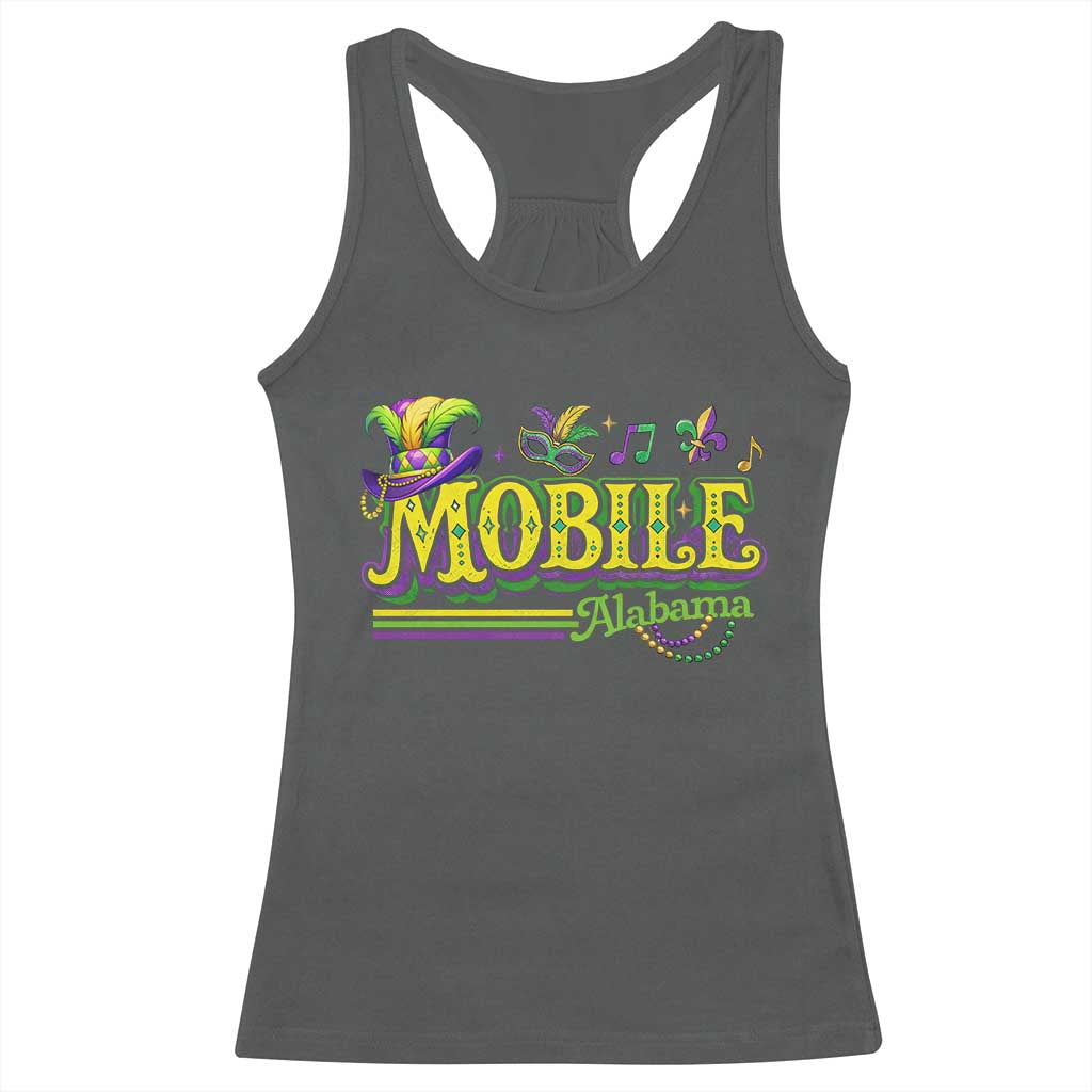Mardi Gras Mobile Alabama AL Carnival Beads Racerback Tank Top TS11 Dark Heather Print Your Wear