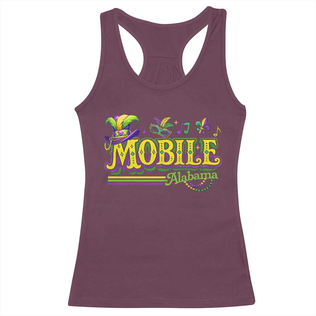 Mardi Gras Mobile Alabama AL Carnival Beads Racerback Tank Top TS11 Maroon Print Your Wear