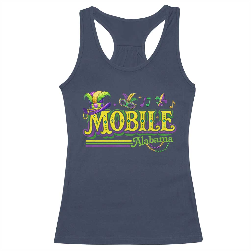 Mardi Gras Mobile Alabama AL Carnival Beads Racerback Tank Top TS11 Navy Print Your Wear