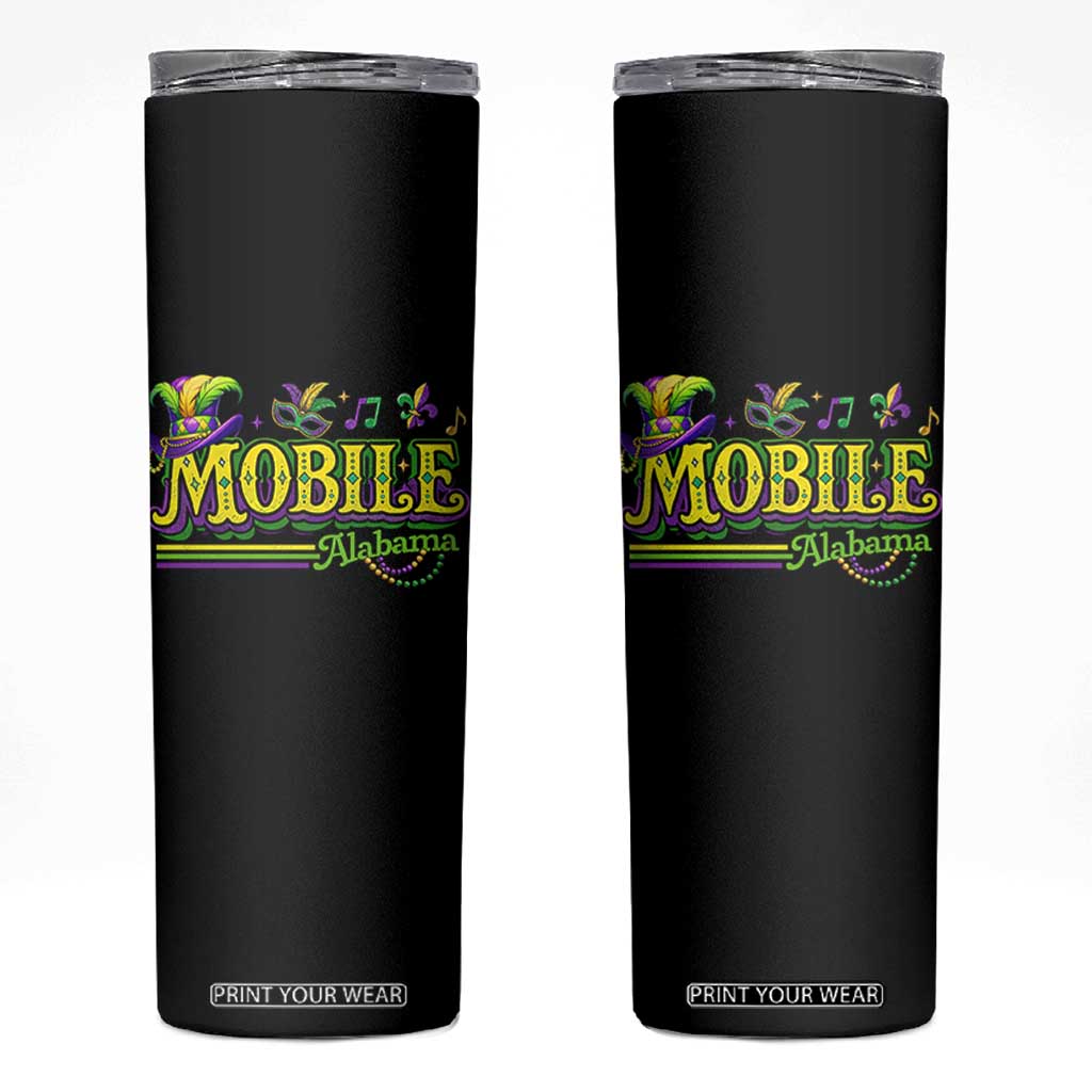 Mardi Gras Mobile Alabama AL Carnival Beads Skinny Tumbler TS11 Black Print Your Wear
