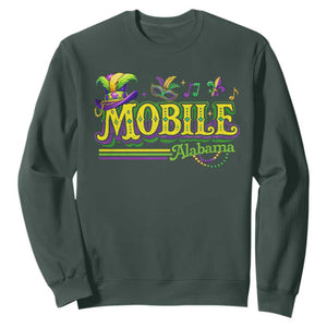 Mardi Gras Mobile Alabama AL Carnival Beads Sweatshirt TS11 Dark Forest Green Print Your Wear