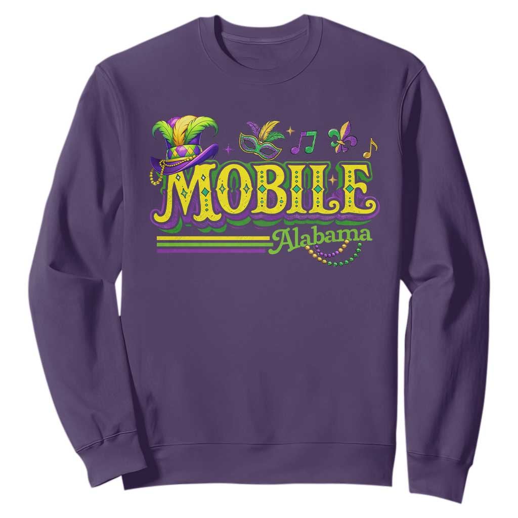 Mardi Gras Mobile Alabama AL Carnival Beads Sweatshirt TS11 Purple Print Your Wear