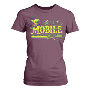 Mardi Gras Mobile Alabama AL Carnival Beads T Shirt For Women TS11 Maroon Print Your Wear