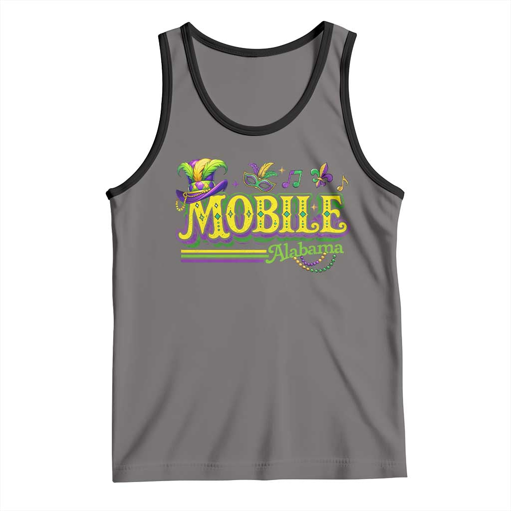 Mardi Gras Mobile Alabama AL Carnival Beads Tank Top TS11 Deep Heather Black Print Your Wear