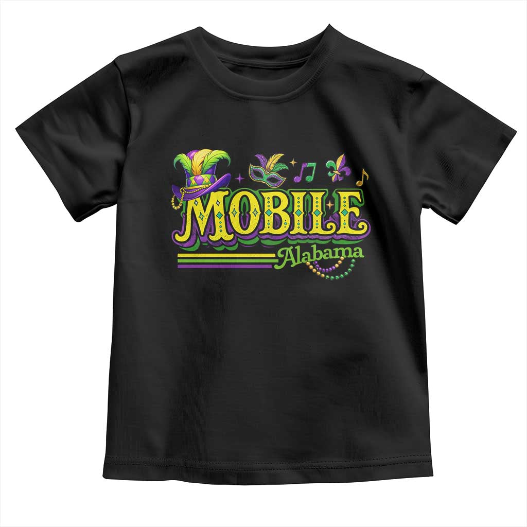 Mardi Gras Mobile Alabama AL Carnival Beads Toddler T Shirt TS11 Black Print Your Wear
