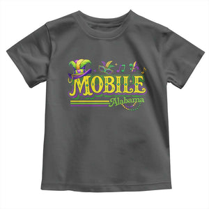 Mardi Gras Mobile Alabama AL Carnival Beads Toddler T Shirt TS11 Dark Heather Print Your Wear