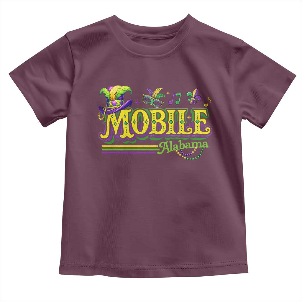 Mardi Gras Mobile Alabama AL Carnival Beads Toddler T Shirt TS11 Maroon Print Your Wear