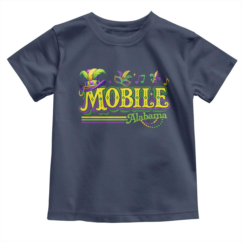 Mardi Gras Mobile Alabama AL Carnival Beads Toddler T Shirt TS11 Navy Print Your Wear