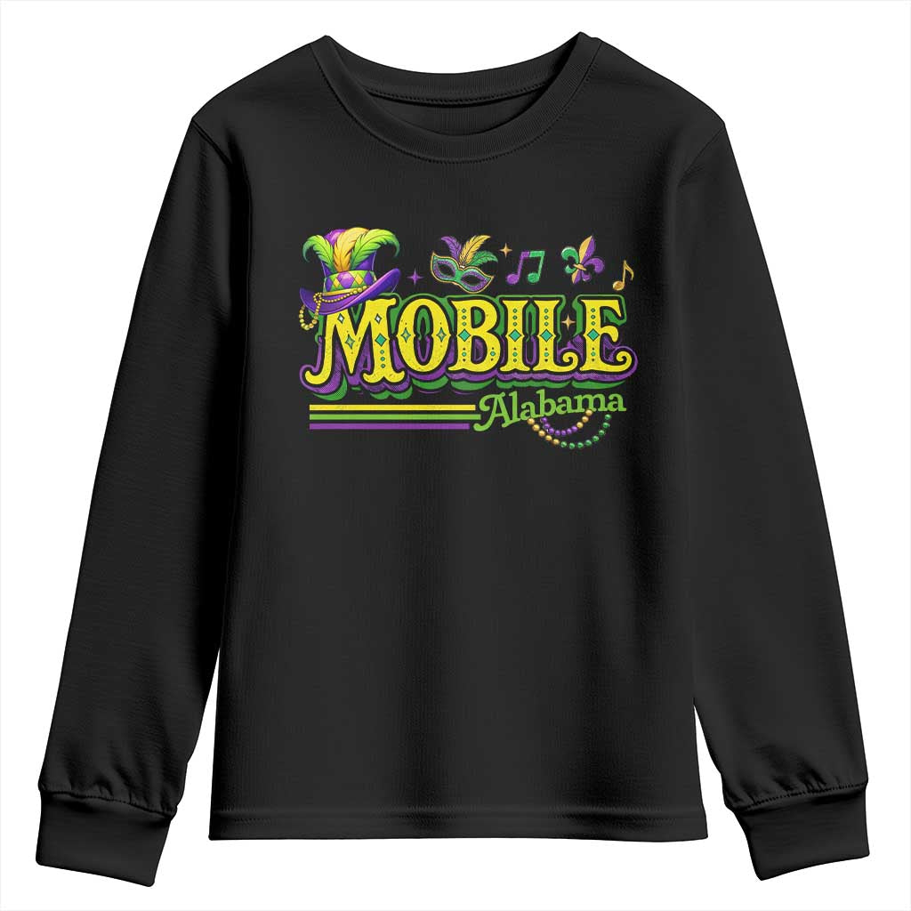 Mardi Gras Mobile Alabama AL Carnival Beads Youth Sweatshirt TS11 Black Print Your Wear