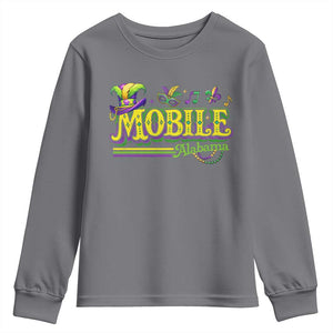 Mardi Gras Mobile Alabama AL Carnival Beads Youth Sweatshirt TS11 Charcoal Print Your Wear