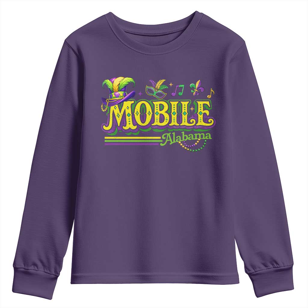 Mardi Gras Mobile Alabama AL Carnival Beads Youth Sweatshirt TS11 Purple Print Your Wear