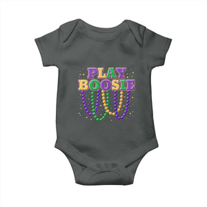 Funny Play Boosie Mardi Gras Baby Onesie Beads Fat Tuesday Carnival TS11 Dark Heather Print Your Wear