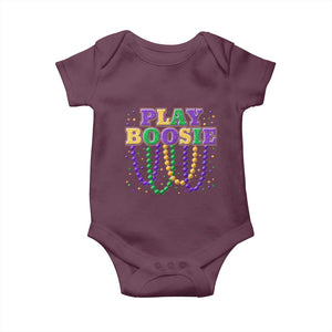 Funny Play Boosie Mardi Gras Baby Onesie Beads Fat Tuesday Carnival TS11 Maroon Print Your Wear