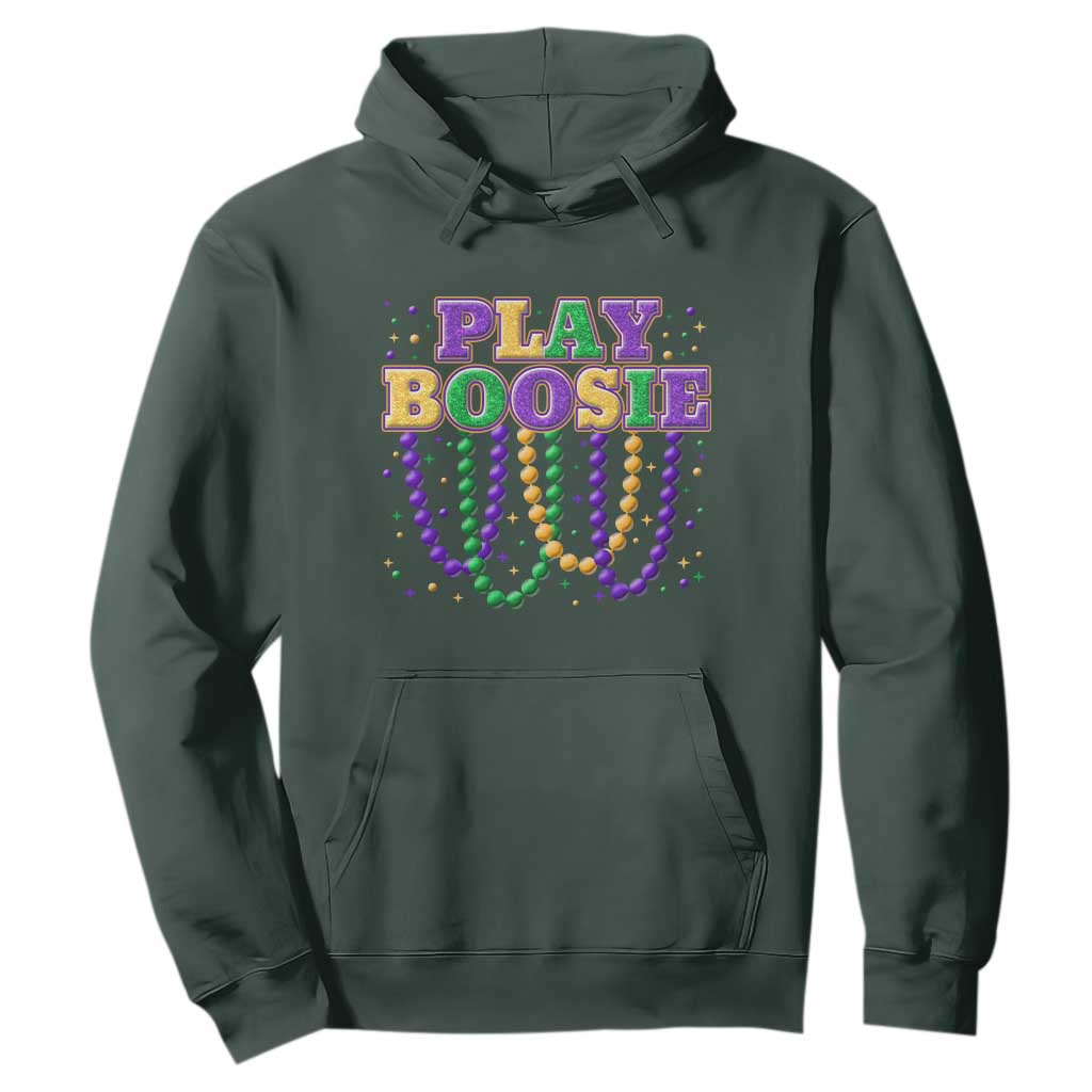 Funny Play Boosie Mardi Gras Hoodie Beads Fat Tuesday Carnival TS11 Dark Forest Green Print Your Wear